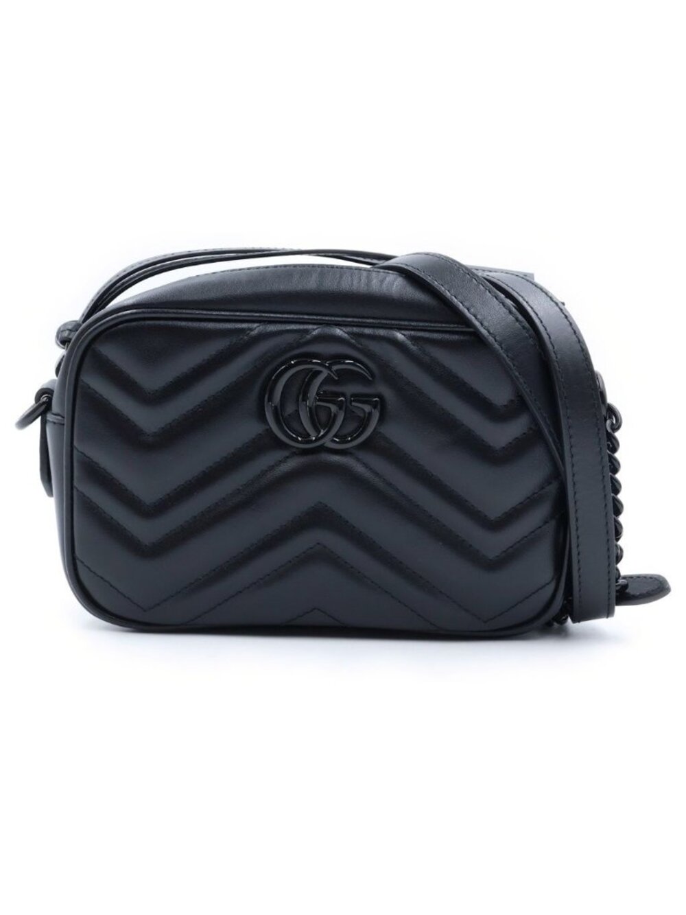 Gucci GG Marmont Mini Shoulder Bag Chain Leather Black